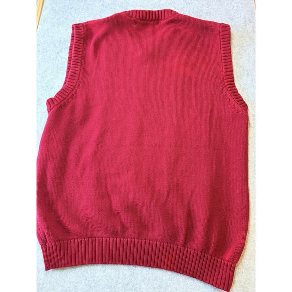 Vintage Oscar de la Renta Men’s Sweater Vest XL Burgundy V Neck Cotton 90s - Picture 5 of 6
